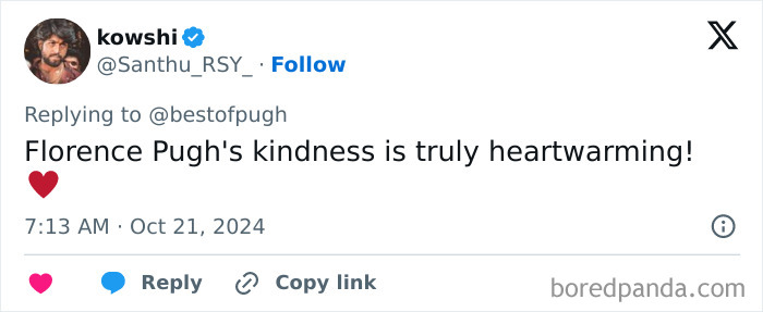 Florence Pugh Praised For Heartwarming Response To Fan Who Lost Her Mom To Cancer Florence Pugh Praised For Heartwarming Response To Fan Who Lost Her Mom To Cancer