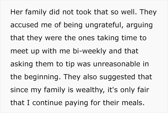 Text about a man’s frustration with fiancée’s family over tipping $1 at dinners and expectations for him to pay. Text about a man’s frustration with fiancée’s family over tipping $1 at dinners and expectations for him to pay.