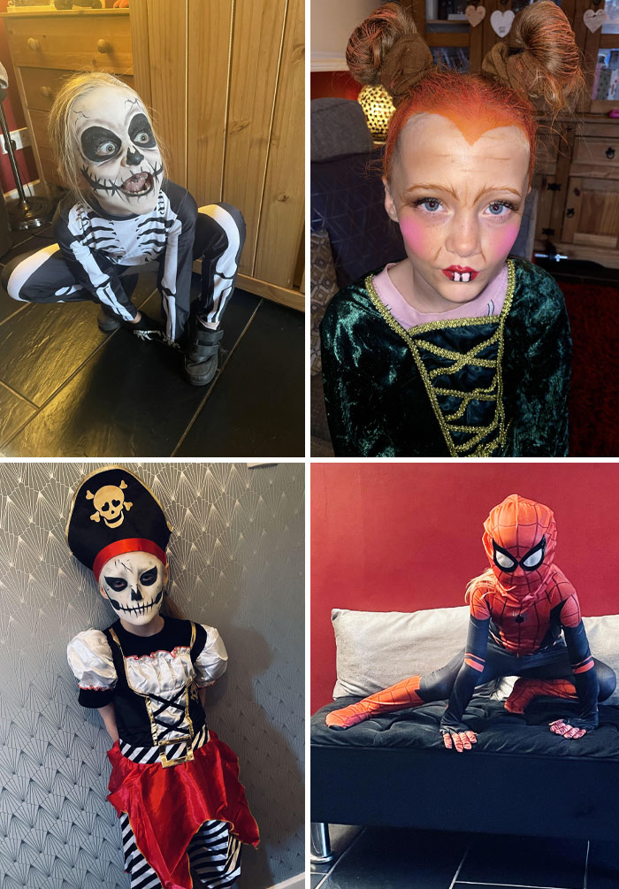 These Are From The Last 3 Hallowe’ens And I Am In No Way A Facepainter But My Two Youngest Girls Are Very Enthusiastic So… Moms Gotta Do What A Moms Gotta Do 😂 I Wonder What Randomness They’ll Request This Year