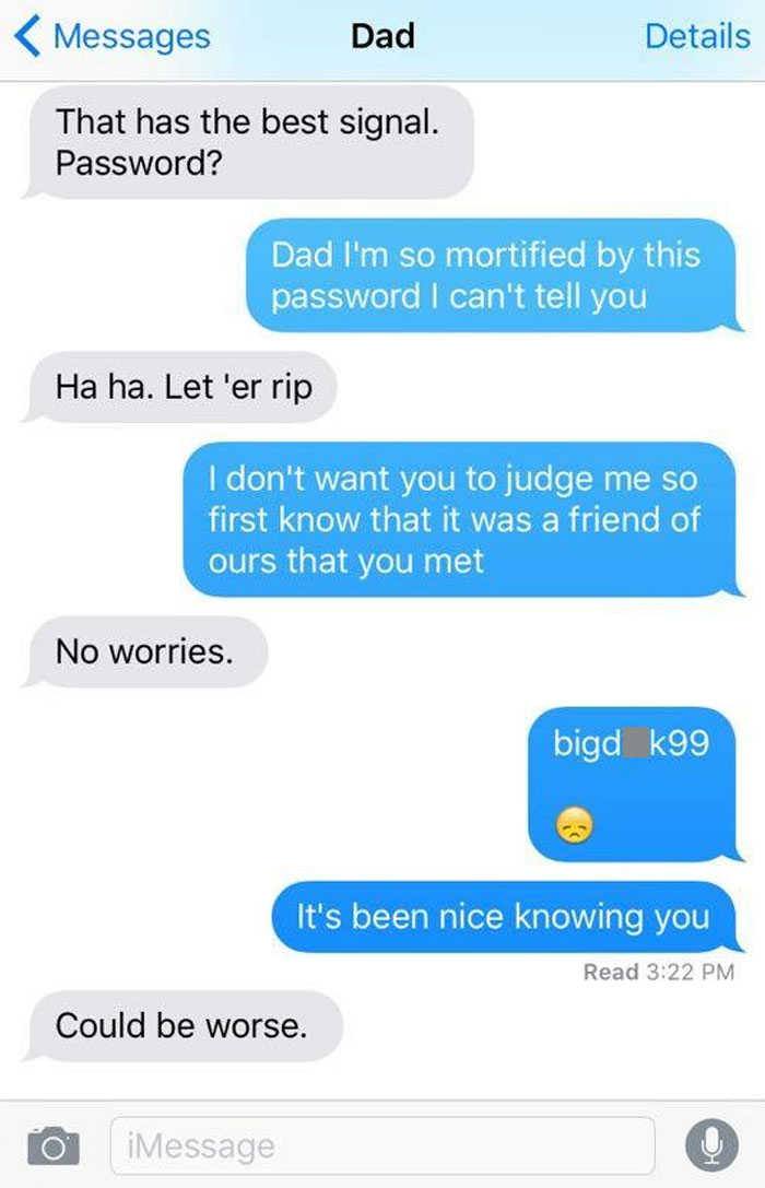 My Girlfriend's Family Visited For Thanksgiving. Her Dad Asked Her For Our Inappropriate WiFi Password While We Were Both Stuck At Work