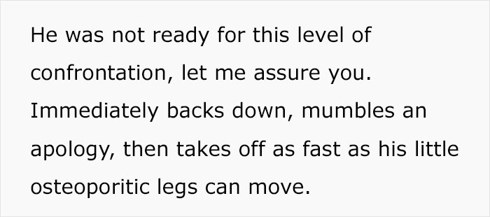 Text story about a confrontation where an apology is given quickly. Text story about a confrontation where an apology is given quickly.