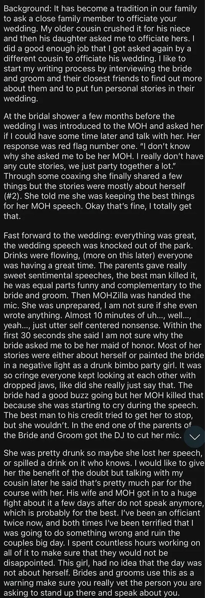 Worst Maid Of Honor Ever, And I Have Been To Plenty Of Weddings