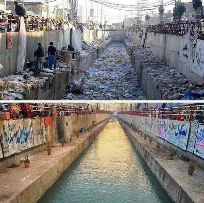 ♻️a Drain In Karachi, Pakistan. Hard Work Can Go A Long Way In Cleaning This Earth! Use Less Waste And Work On Picking Up Litter During Your Day! Live And Shop Sustainably ♻️