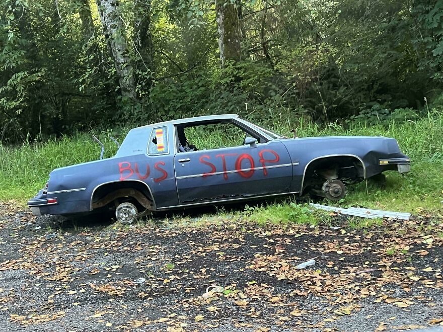 Bus Stop. The Car Smelled Like Something Was Rotting In It When I Went Over