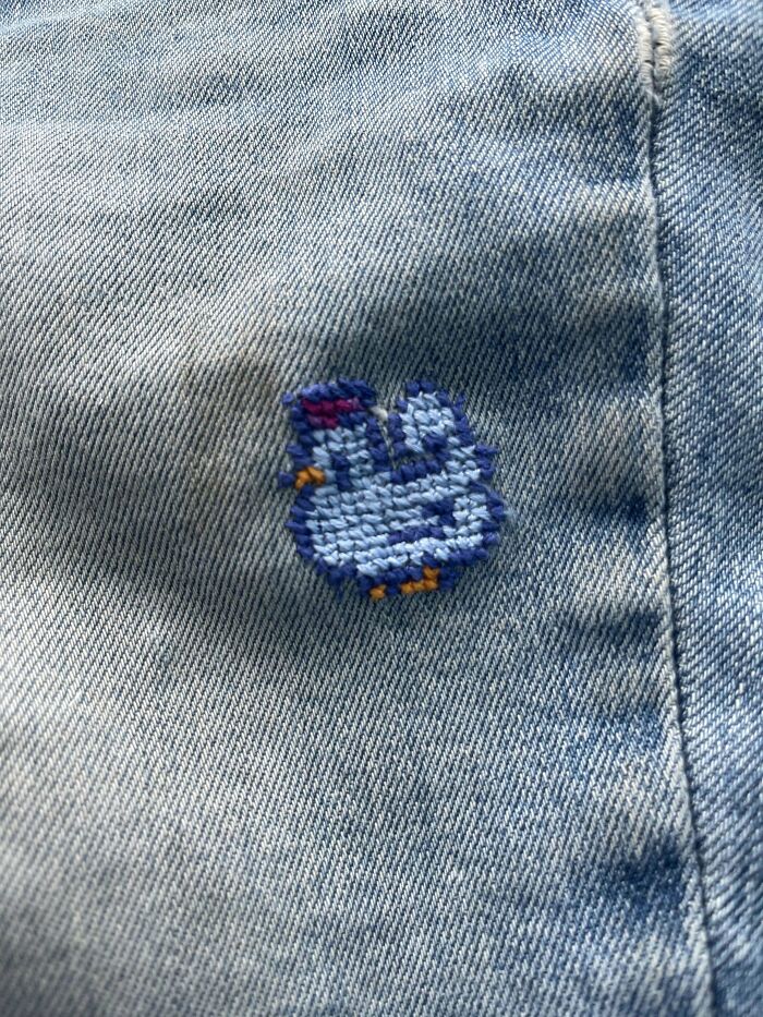 Creative Way To Close Up Puppy Holes In Jeans