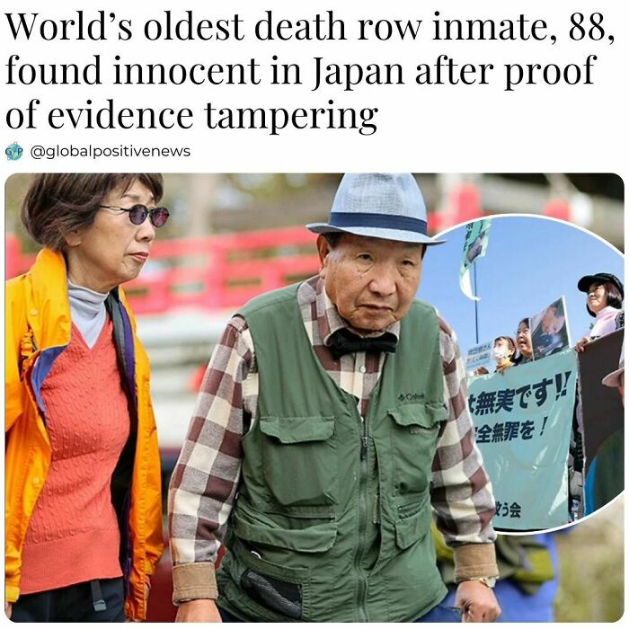 Elderly man in Japan proven innocent after evidence tampering, highlighting faith in humanity restored.