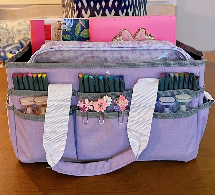 Carry Your Creativity Like Mary Poppins With This Craft Organizer Tote Bag, Art Storage Caddy With Multiple Pockets 