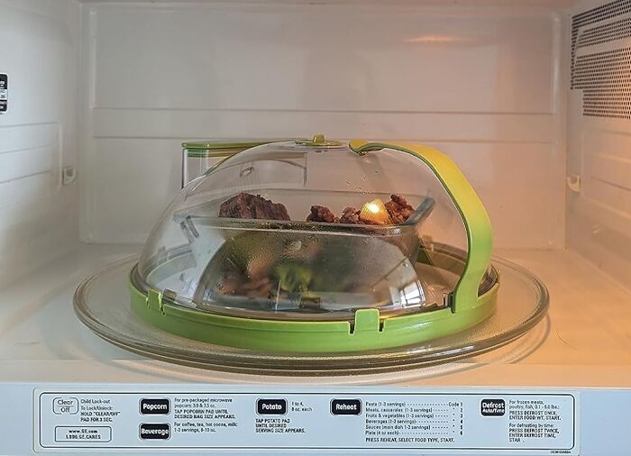 Keep Your Microwave Splatter-Free With This Multi-Tasking Microwave Food Cover With A Self-Cleaning Steamer 