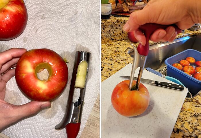 Core Values! This Nifty Apple Corer Tool Is The Ultimate Fruit Ninja - It Swoops In, Removes The Core, And Leaves You With A Perfect, Delicious Apple Every Time!