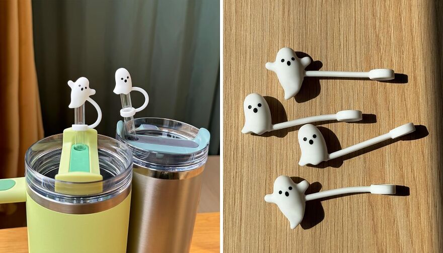 Add A Spirited Touch To Your Halloween Party Drinks With The Stanley Cup Straw Toppers, Adorable Little Ghostly Friends That'll Float On Top Of Your Favorite Beverages, Making Every Sip A Boo-Tiful Experience!