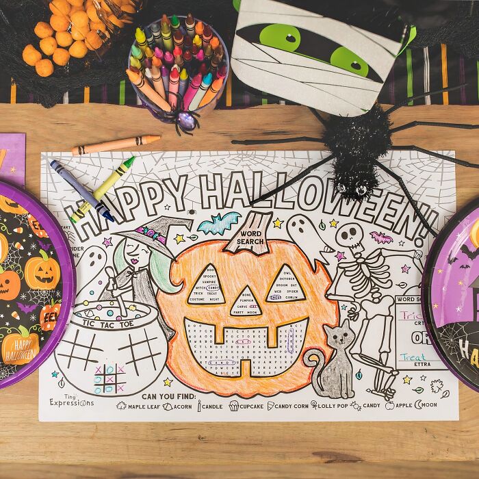 Protect Your Tables From Spooky Spills And Add A Dash Of Halloween Fun With These Coloring Activity Paper Table Mats, A Creative Way To Keep Little Monsters Occupied And Engaged