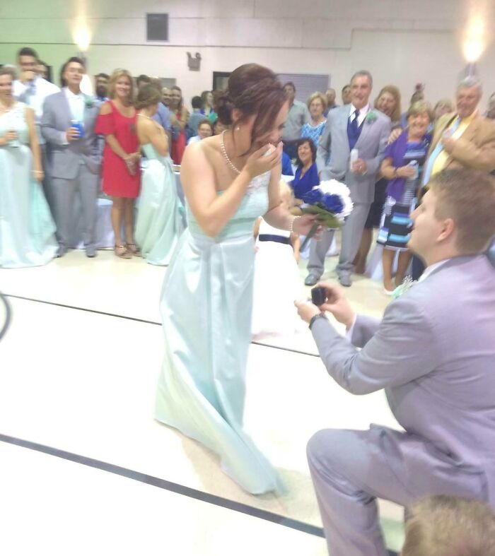 A Perfect Time To Propose. Bridesmaid's Friend's Wedding