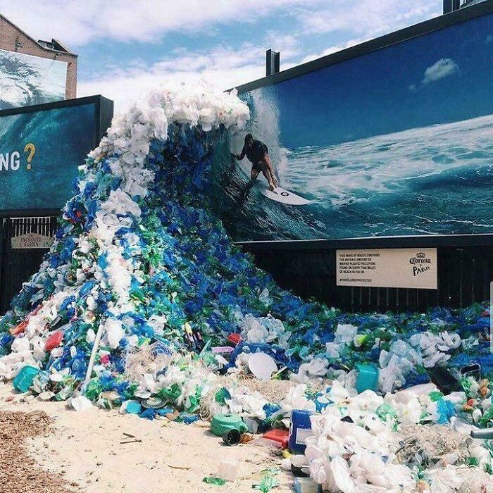 This Sculpture Represents The Amount Of Plastic Found On Only 2 Miles Of Coastline In The UK. We Can Do Better! Live And Shop Sustainably