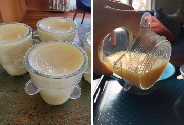 Clear silicone stretch lids covering glass cups, demonstrating genius gadgets that solve everyday kitchen problems.