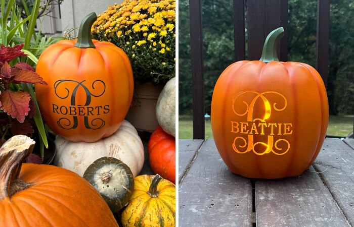 Carve Out Some Attention With This Personalized Light Up Pumpkin Decor That's A Gourd-Geous Addition To Your Porch