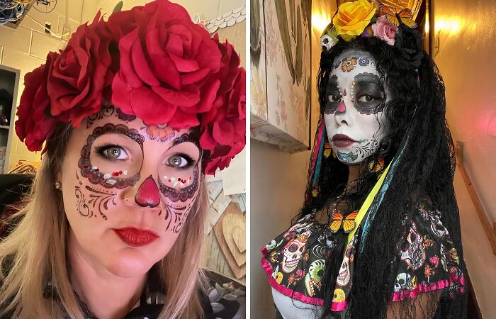 Embellish Your Face With A Floral Flourish Of The Dead With This Sugar Skull Temporary Face Tattoo With Rose That's A Beautiful Blend Of Beauty And Bones