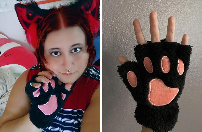 Get A Purr-Fect Grip On Winter With These Whimsically Warm And Feline-Fierce Cat Claw Fingerless Winter Plush Gloves 