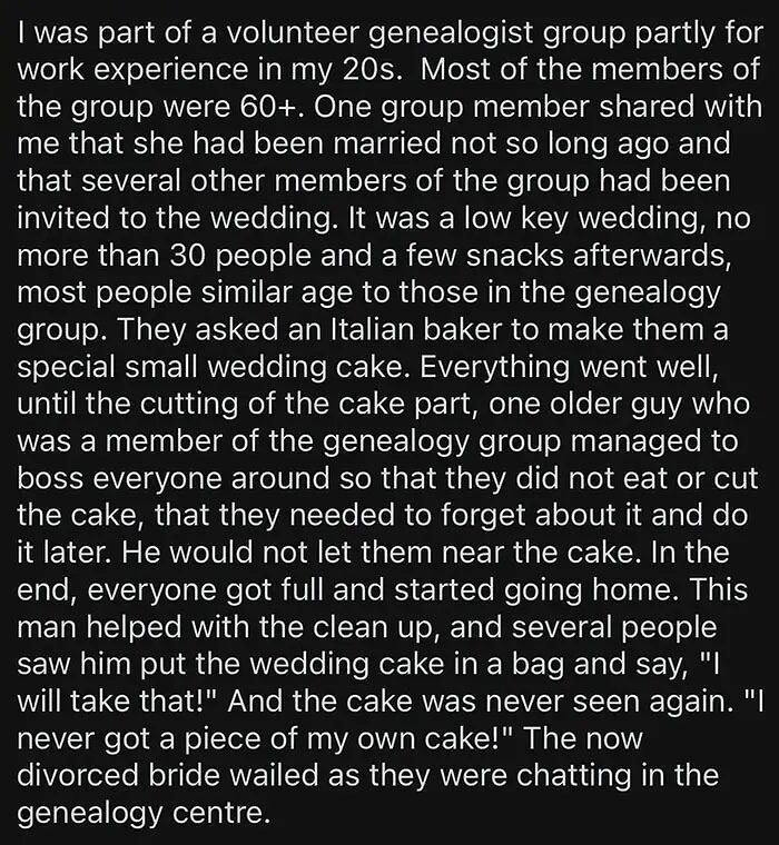 The Old Guy Who Stole The Wedding Cake