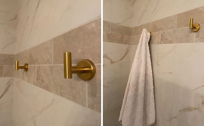 Luxury In The Little Things! This Elegant Brushed Gold Bathroom Towel Hook Brings A Touch Of Sophistication To Your Bathroom, With Its Sleek Design And Premium Finish