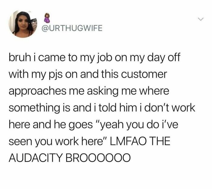 Screenshot of a hilarious tweet about working on a day off in pajamas, shared on a page with funny tweets.