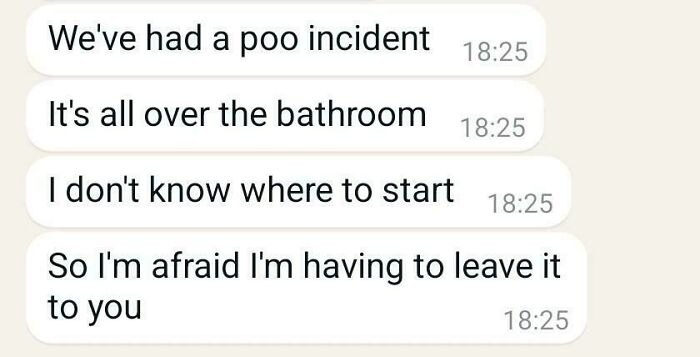 Text message conversation showing a funny dad asking for help after a bathroom accident, highlighting wholesome dad moments.
