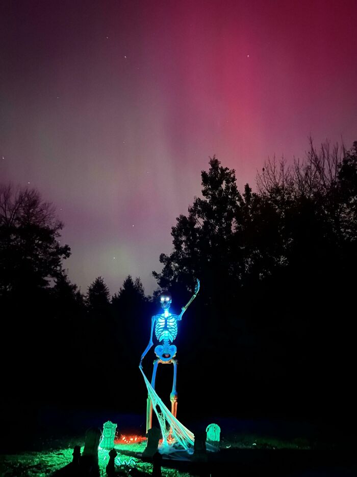 Northern Lights And 12-Foot Skeleton