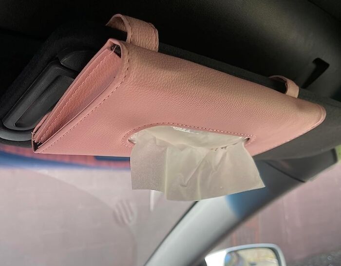 Tissue Your Way To Tidy Driving With The Handy Leather Tissue Holder For Your Visor 
