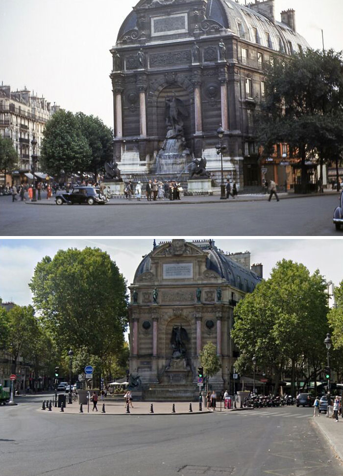Place Saint-Michel, Paris, 1953 And 2021