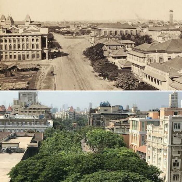 Viewing Down Esplanade Road In Mumbai From The Top Of Watson’s Hotel. Today Known As The Mahatma Gandhi Road