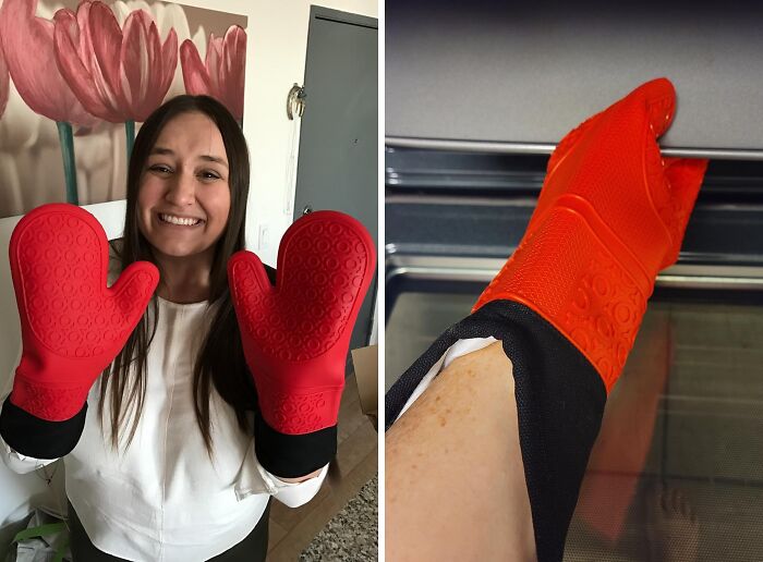 Hield Your Hands From Sizzling Temperatures With The Extra Long Professional Silicone Oven Mitt