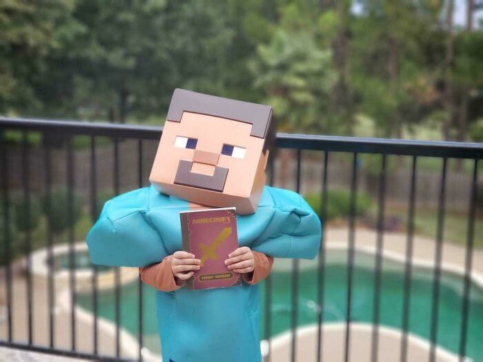 My Little Brother Is Dressing Up As Steve For His Halloween Party And Trick-Or-Treating And He Looks So Cute