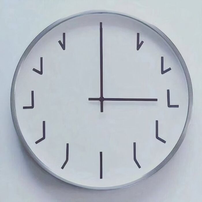 Clock with numbers replaced by rotated check marks, blending science and humor in a creative meme design.