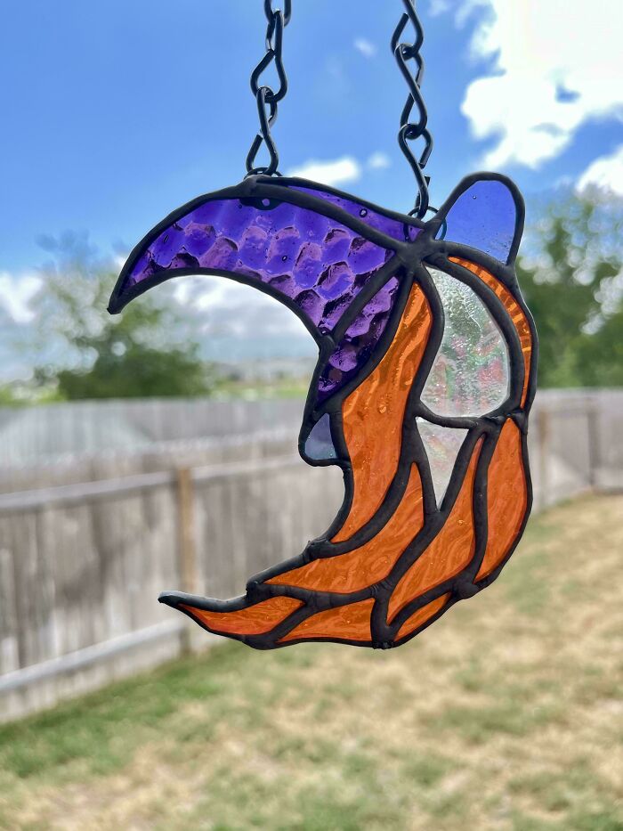 Witchy Moon Stained Glass Suncatcher 🎃✨