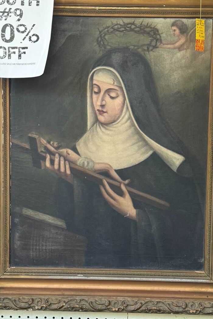 I’ve Learned That This Is An Original Painting Of Saint Rita Of Cascia, But It’s Rather Dark! I Think It’s The Blood On The Coif That Threw Me When I First Saw It