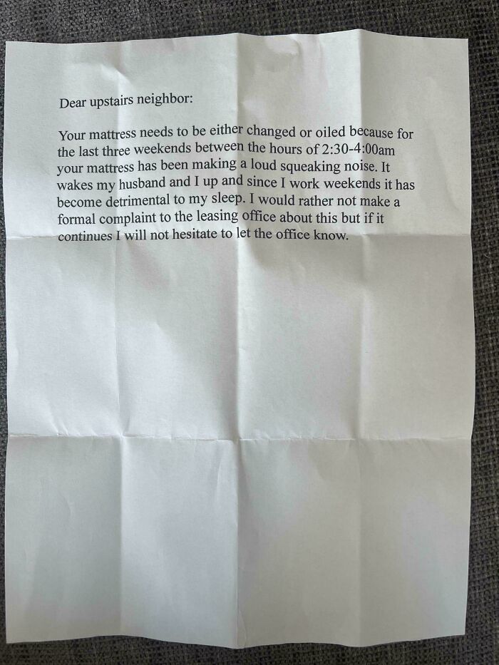 Curious As To What The “Formal Complaint To The Leasing Office” Would Look Like…