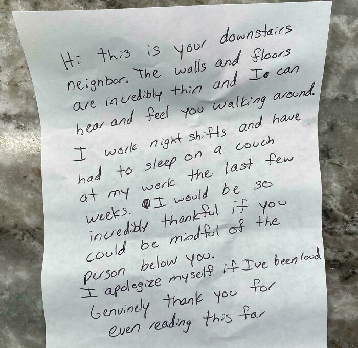 Found This Note On My Door. How Do I Walk Around In My Apartment Without Bothering This Person?