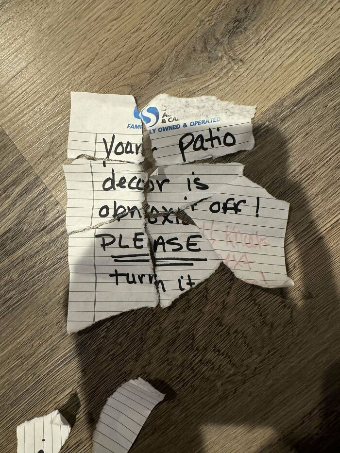 Neighbor Left A Note On My Door…