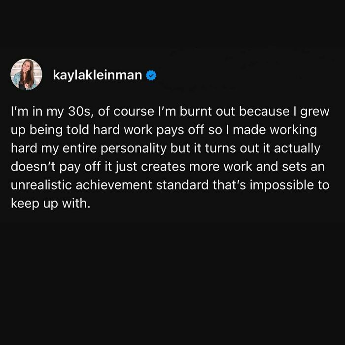 Relatable meme about millennial burnout and unrealistic standards, highlighting work-life challenges in their 30s.