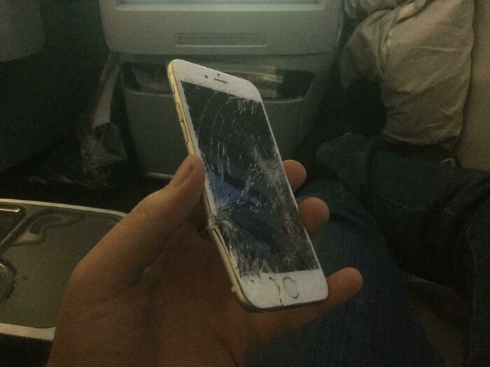 My Phone Fell Out Of My Pocket On My Flight To Tokyo Last Week (Going For Vacation). The Moving Of The Seat Crushed It