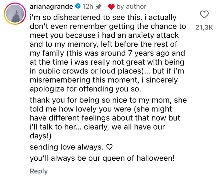 "I&rsquo;m So Disheartened": Ariana Grande Apologizes After Elvira Calls Her Worst Celebrity Encounter