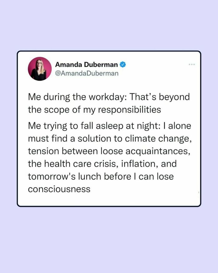 Tweet showing the whole truth about work life balancing responsibilities and personal worries during a work break.