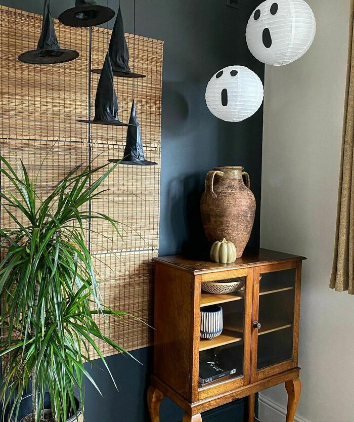 Get Creative With What You Have. These White Lanterns Were Left Over From A Party, And I Stuck Some Felt On Them