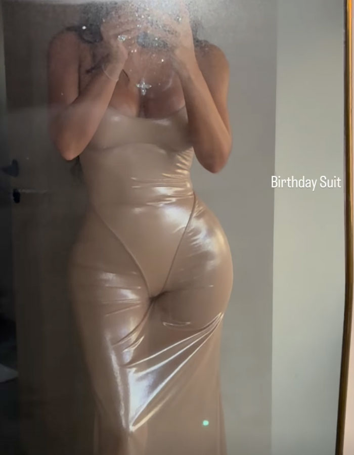 Kim Kardashian Poses In A Daring Latex Bodysuit And See-Through Skirt For Her 44th Birthday Kim Kardashian Poses In A Daring Latex Bodysuit And See-Through Skirt For Her 44th Birthday