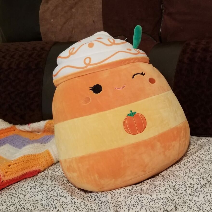 Fall Into The Cozy World Of Psl With The Pumpkin Spice Latte Squishmallow, Perfect For Snuggling And Warming Up On Crisp Autumn Days!