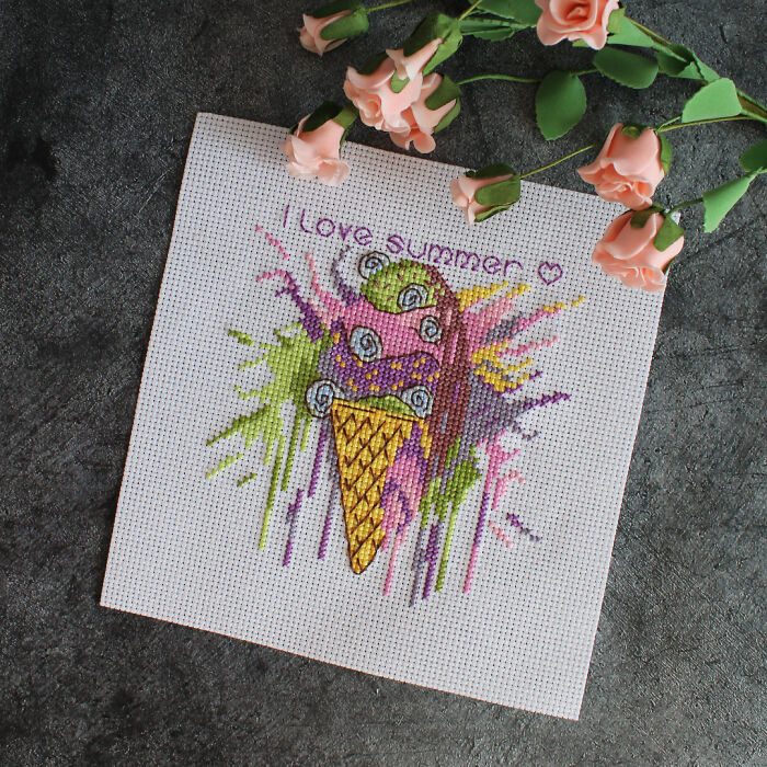 My Watercolor Paintings, Cross Stitched