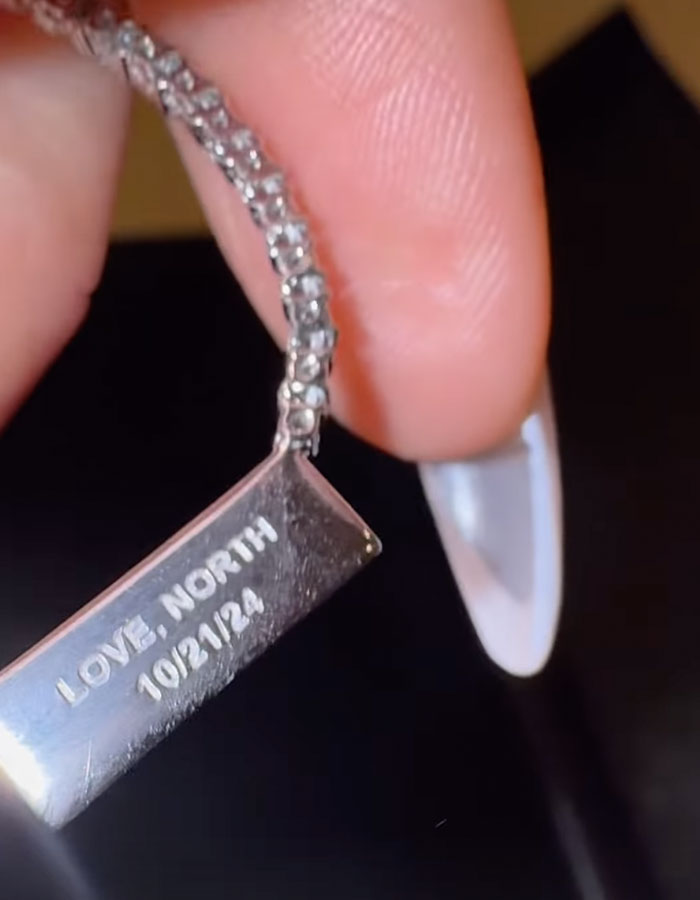 North West Gifts Mom Kim Kardashian Necklace With Bizarre Toilet-Themed Engraving For 44th B-Day