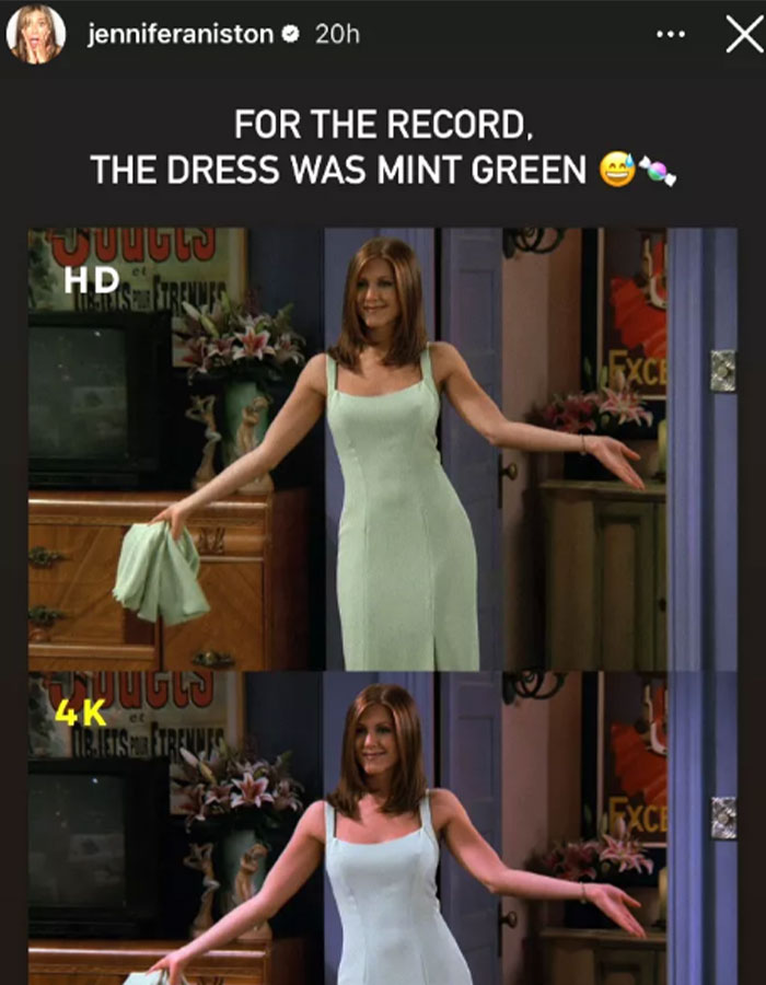 Jennifer Aniston Settles The Viral Debate On True Color Of Her Iconic Friends Dress
