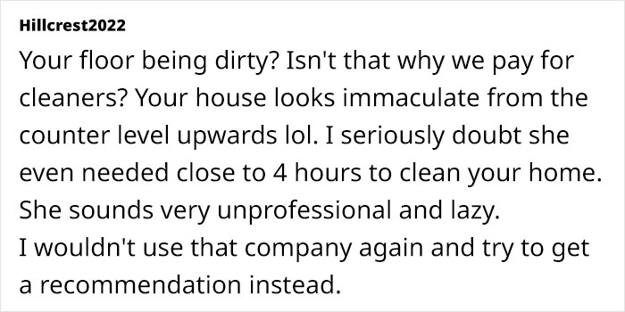 Cleaning Company Calls Woman's House Disgusting, She Feels It's Unwarranted But Netizens Disagree Cleaning Company Calls Woman's House Disgusting, She Feels It's Unwarranted But Netizens Disagree