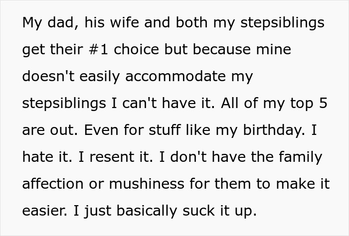 Teen Never Eats At Favorite Restaurant Because Of Stepsiblings, Goes There For B-day, Dad Is Livid