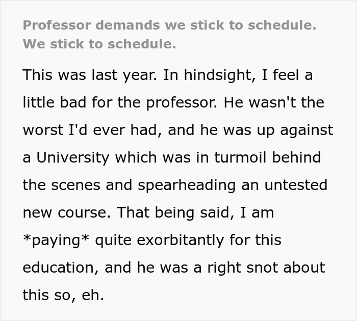 Students Turn Professor's Strict Scheduling Rules Against Him In Perfectly Timed Move